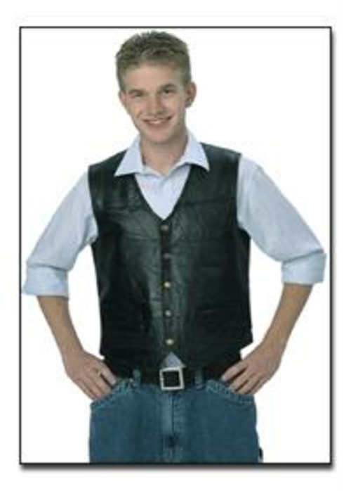 Giovanni Navarre GFVXLG Black Patched Leather Vest-Xlg