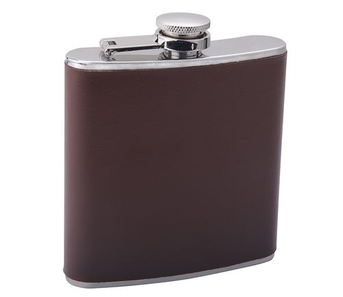 6oz Brown Leather Flask