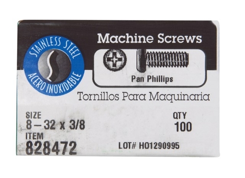 Hillman 828472 8-32 x 0.375 in. Phillips Pan Head Machine Screw  Stain