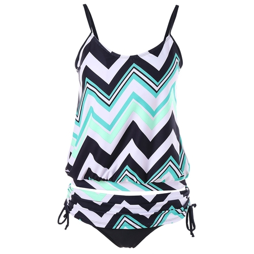  Spaghetti Strap Zig Zag Low Waist Padded