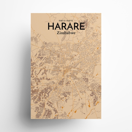 Harare City Map Poster