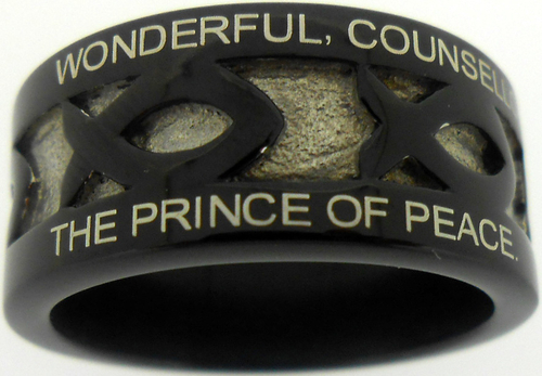 Solid Rock Jewelry 19840X Stainless Steel Black Ring, Handels Mess