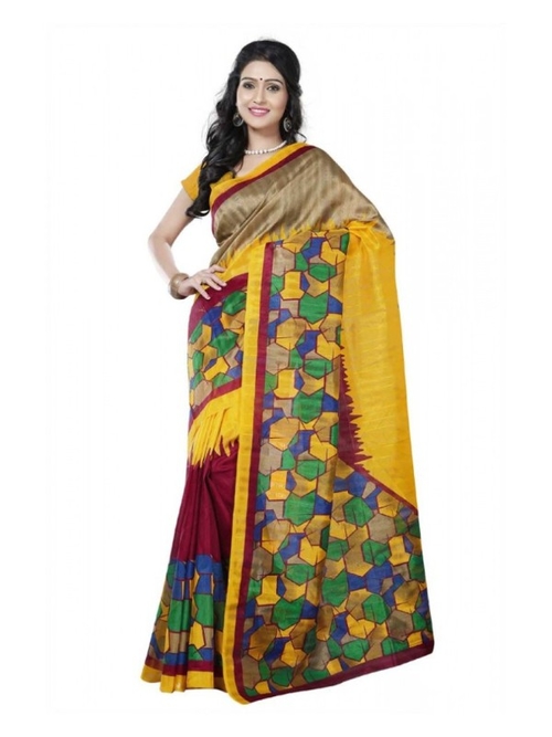 Printed Bhagalpuri Art Silk multicolor Saree