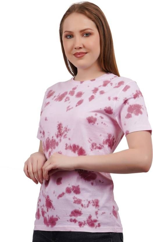 Women Tie & Dye Round Neck Half Sleeve Pure Cotton Multicolor T-Shirt