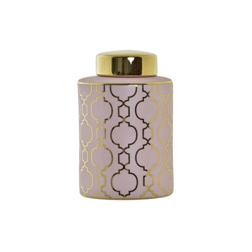 Vase DKD Home Decor Porcelain Pink Golden 13,5 x 13,5 x 21 cm Oriental