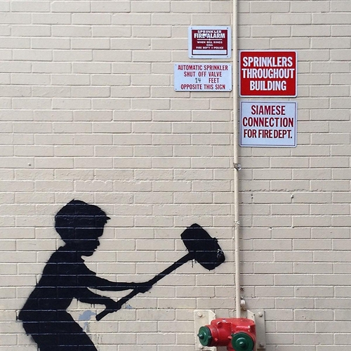 Banksy Hammer Boy Canvas Print or Poster
