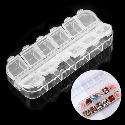 12 Grids Storage Boxes Clear Plastic Drug Pill