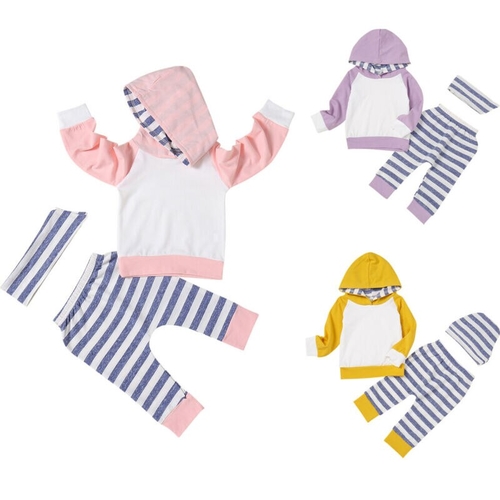 0 24M Infant Baby Boy Girls Clothes Sets Striped