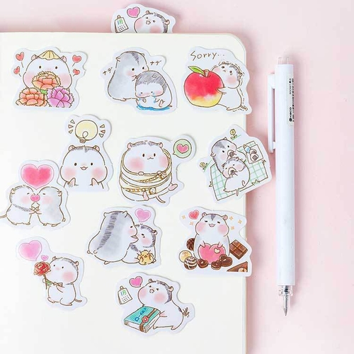 45PCS/PACK Cute Hamster Love Sticker Marker