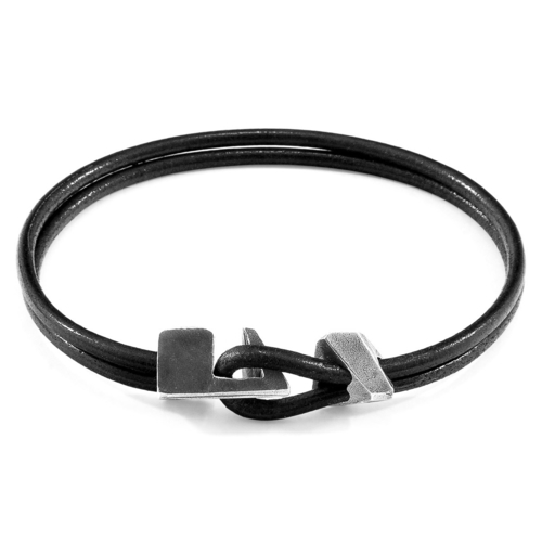 Raven Black Brixham Silver & Leather Bracelet