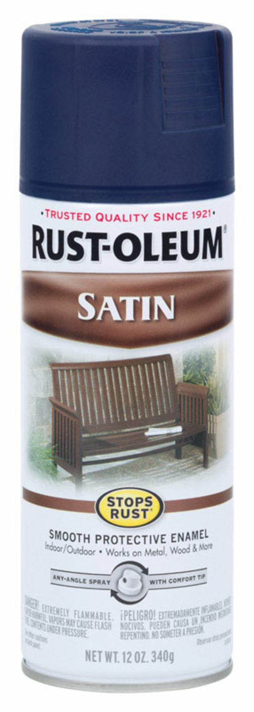Rust-Oleum 1625797 12 oz Stops Rust Navy Satin Spray Paint, Pack o