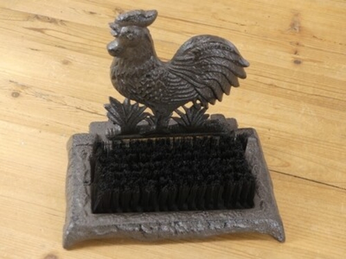 RUSTIC CAST IRON ROOSTER BOOT / SHOE SCRAPER