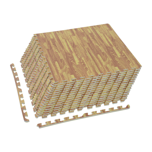 HOMCOM Interlocking Floor Mats 24pcs 96 Square Feet Soft Wood Grain