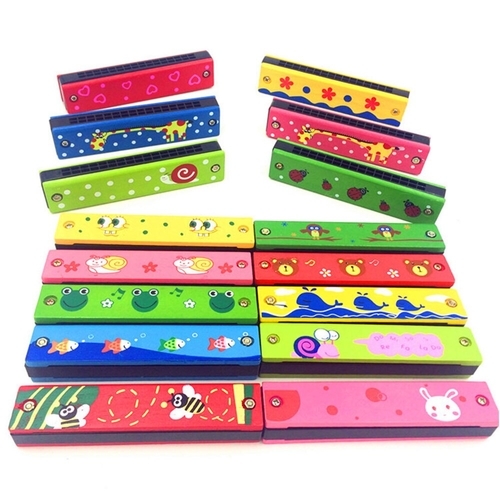 Harmonica Kids Cartoon Painted Wooden Harmonica