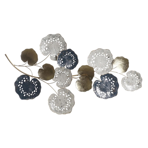Wall Decoration DKD Home Decor Blue Golden Metal White Leaf of a plant