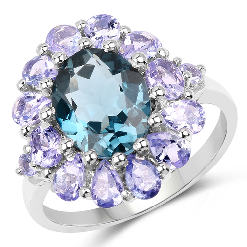 5.41 Carat Genuine London Blue Topaz and Tanzanite .925 Sterling