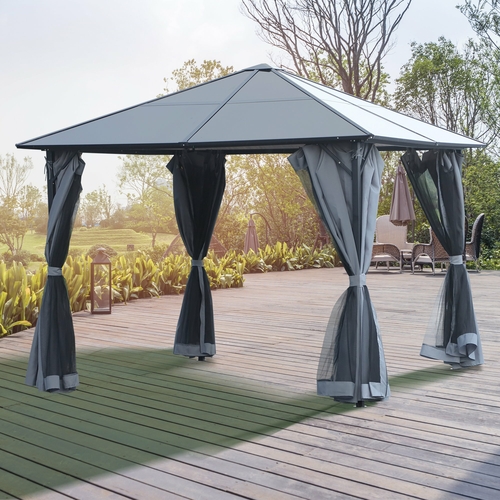 Outsunny 10' x 10' Garden Aluminium Gazebo Hardtop Roof Canopy Marquee