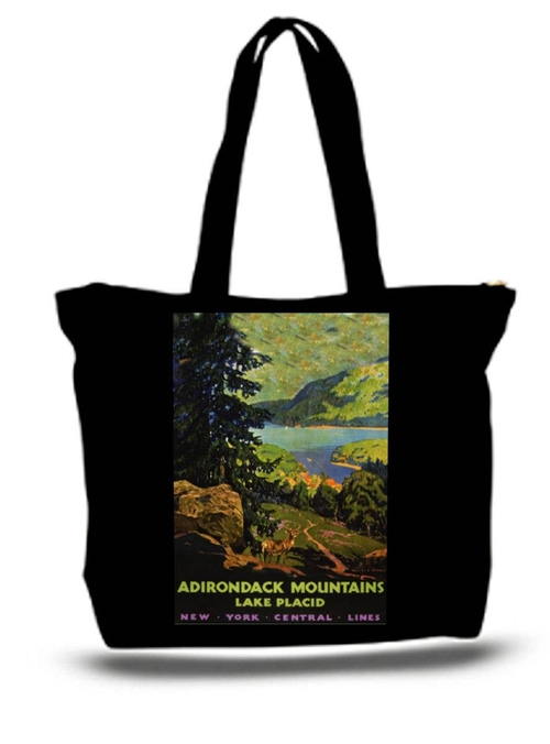 Adirondacks Lake Placid 1934 art Travel Poster tote Bag
