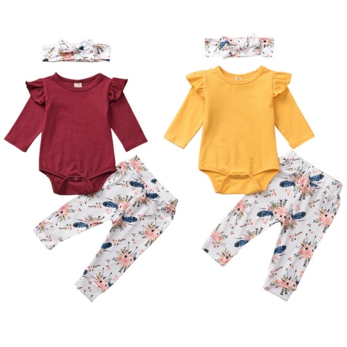Pudcoco Autumn Newborn Baby Girls Solid Clothes