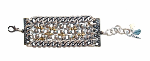 Silver cuff bracelet with studs