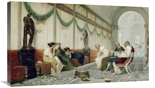 36 in. Interior of Roman Building with Figures Art Print - Ettore Fort