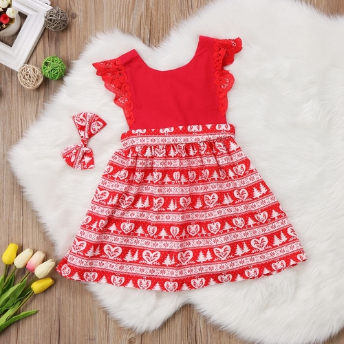 Little Girls Christmas Dress Toodler Baby Girl