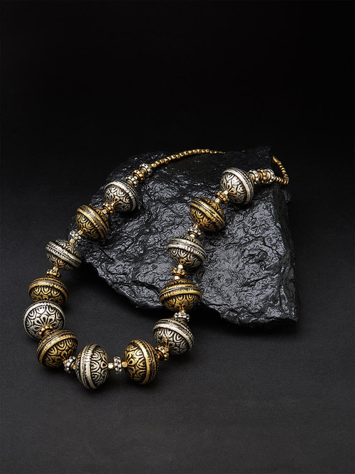Dual Toned Oxidised Tribal Necklace