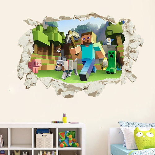 Minecraft run away My World Wall Stickers Living Room Children's Room 