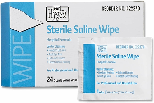 Personal Saline Wipes 4" x 6". Pack of 576 Unscented Washcloths in