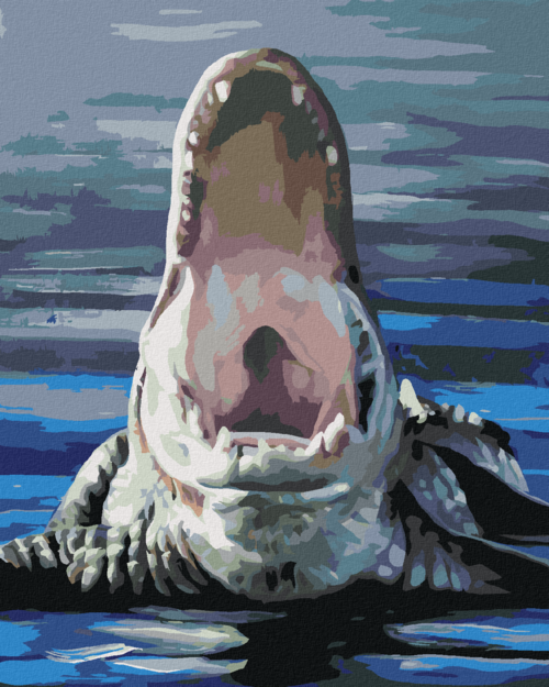Zuty - Paint by Numbers - ALLIGATOR IN WATER WITH ITS MOUTH OPEN (D.