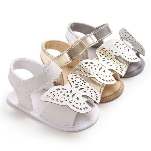 Butterfly baby sandals solid PU leather baby girls
