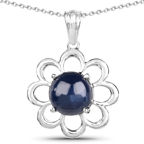 4.65 Carat Genuine Blue Sapphire .925 Sterling Silver Pendant