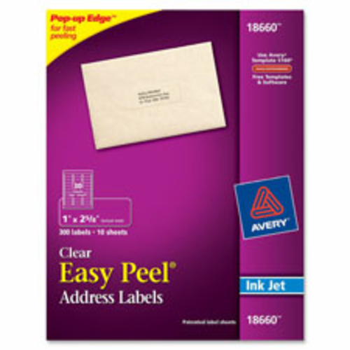 Avery AVE18660 Mailing Labels-Permanent-Adhesive-1 in. x 2.63 in.-300-