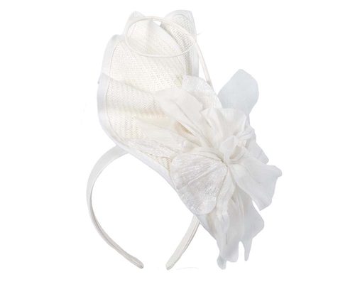 Bespoke white fascinator with flower