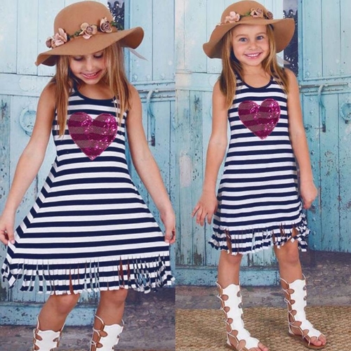 Dress Girl   Infant Kids Baby Girls Dress Heart