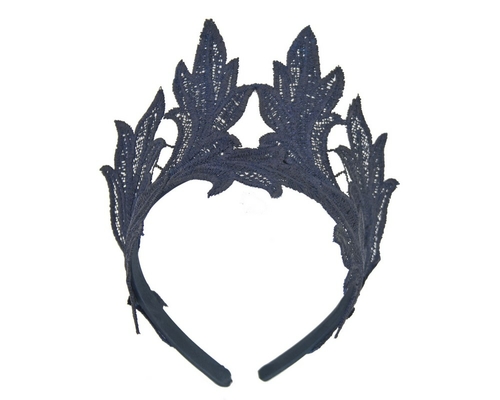 Navy lace crown fascinator headband