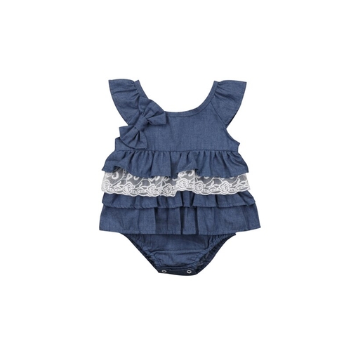 2017 Fashion Casual Lace Denim Newborn Baby Girls