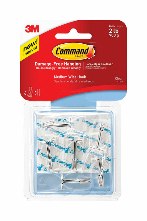 3M 17065CLR-ES General Purpose Wire Hooks Medium  Clear - pack of 4