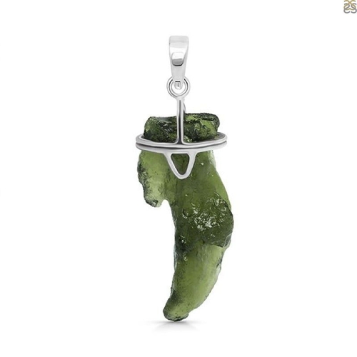 Moldavite Rough Pendant Green Artificial