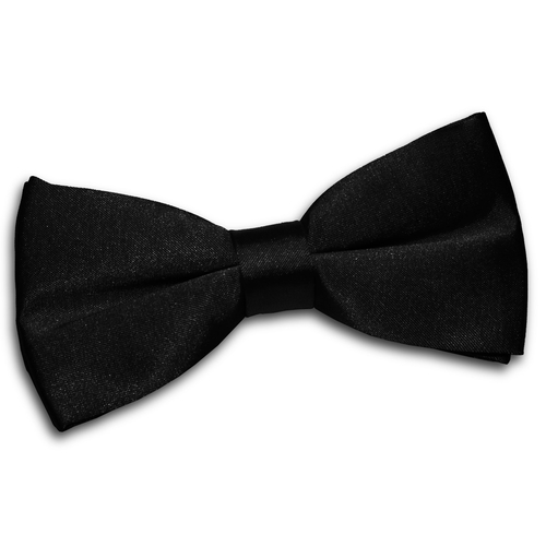 Plain Satin Pre-Tied Bow Tie - Black