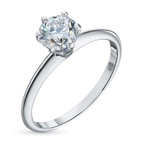 14K White Gold Ring with 1 Round-Cut Lab-Created Diamond 0.355 CT.TW