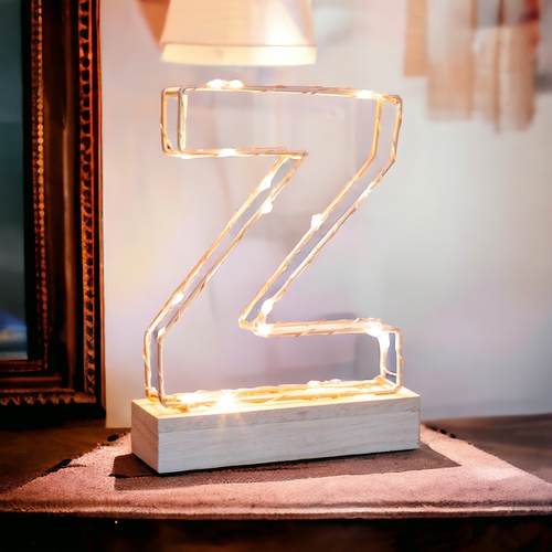 Light Up Letter Z Wire Frame Copper Rose Gold Alphabet Light