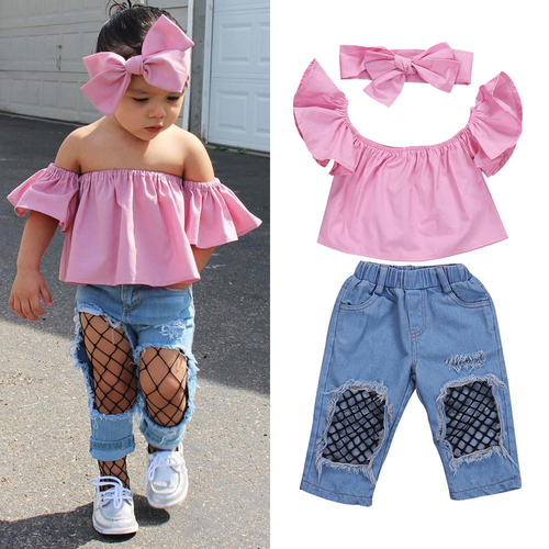 2017 Hot Selling 3Pcs Baby Girl Clothing Set Kids