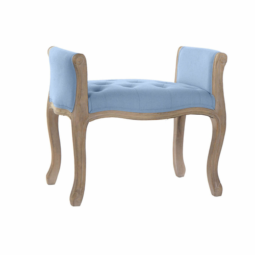 Bench DKD Home Decor   Natural Blue Linen Rubber wood (69 x 44 x 60