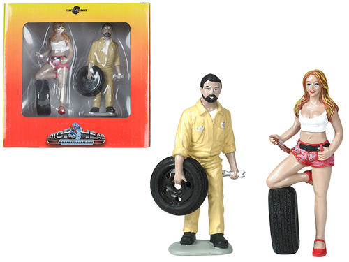 Andie and Gary Tire Brigade 2 piece Figurine Set 1/18 by Motorhead