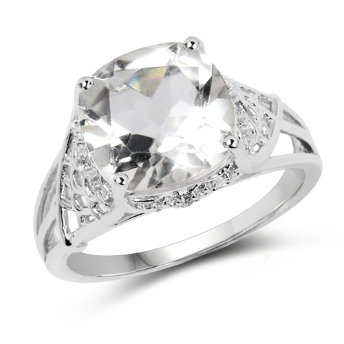 3.39 Carat Genuine Crystal Quartz and White Topaz .925 Sterling Silver