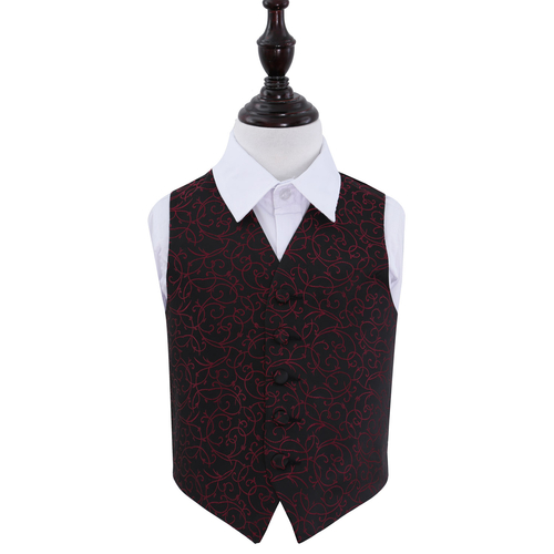 Swirl Waistcoat - Boys - Black & Burgundy, 32'