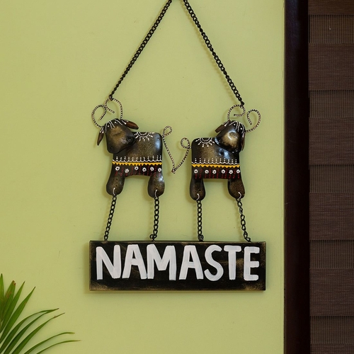 Namaste Hand-painted Cow' Wall Door Hanging