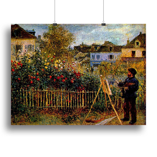 Monet painting in his garden in Argenteuil Canvas Print or Poster