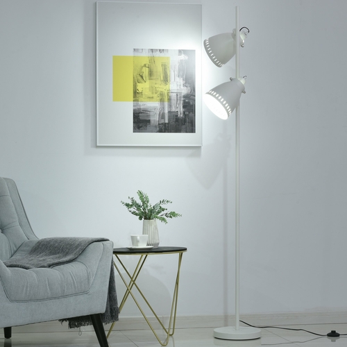 HOMCOM Modern Tree Shape Floor Lamp with 2 Adjustable Lights Round